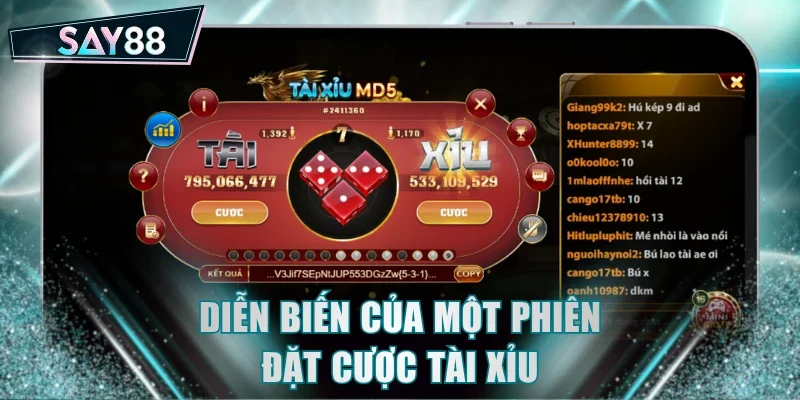 Diễn biến của một phiên đặt cược Tài Xỉu