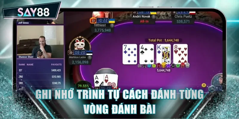 Ghi nhớ trình tự cách đánh từng vòng đánh bài