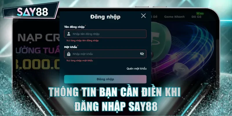 Thông tin bạn cần điền khi đăng nhập SAY88